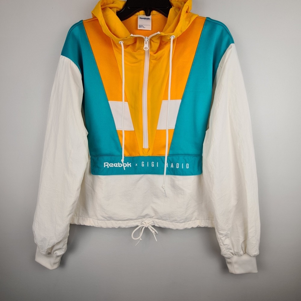 Reebok X Gigi Hadid Colorblock‎ Jacket S Beach Surf Skate Hip Hop Y2K Oversized